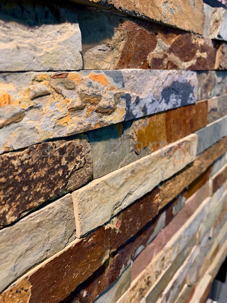 Камень натуральный Сланец Мультиколор плитка 600х150мм 10-20мм (0.63 м2/уп) Камень натуральный Сланец Мультиколор плитка 600х150мм 10-20мм (0.63 м2/уп)