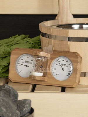 Термогигрометр+песочные часы TH-25R (AP-032BW-03) Кедр Термогигрометр+песочные часы TH-25R (AP-032BW-03) Кедр