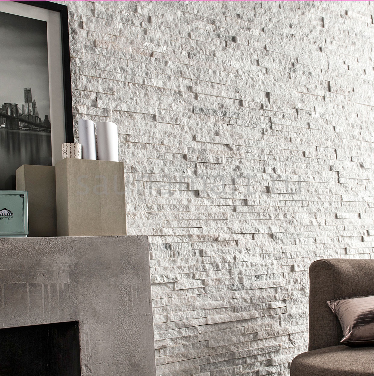 Камень натуральный Кварцит Белый плитка 600х150 мм 10-20мм (0.63 м2/уп) Камень натуральный Кварцит Белый плитка 600х150 мм 10-20мм (0.63 м2/уп)