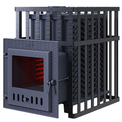 Печь дровяная чугунная Гефест GFS ЗК 30 (М) в сетке Печь дровяная чугунная Гефест GFS ЗК 30 (М) в сетке