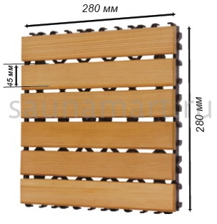 Sawo Коврик деревянный на пол 595-D-BLK середина Sawo Коврик деревянный на пол 595-D-BLK середина