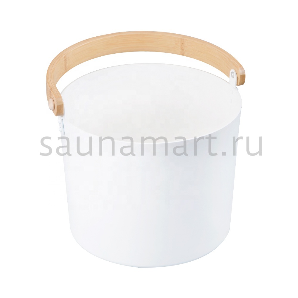 Ведро для бани WHITE Kurase 5л с бамбуковой ручкой Ведро для бани WHITE Kurase 5л с бамбуковой ручкой