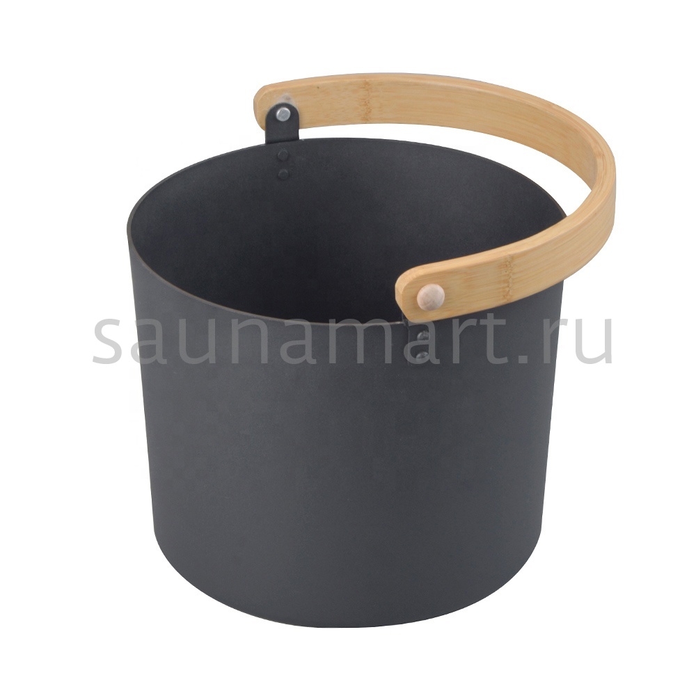 Шайка для бани 5л с бамбуковой ручкой BLACK Kurase AP-056W-01 Шайка для бани 5л с бамбуковой ручкой BLACK Kurase AP-056W-01