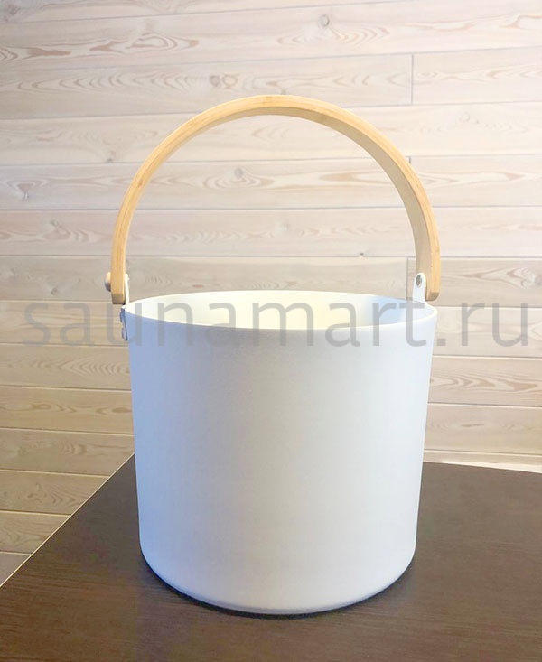 Ведро для бани WHITE Kurase 5л с бамбуковой ручкой Ведро для бани WHITE Kurase 5л с бамбуковой ручкой