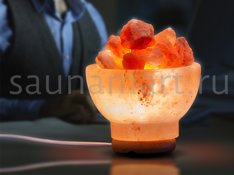 Соляная лампа Огненная ВАЗА D=16 см 2.0-2.5 кг на дер. подставке SALTWAY Соляная лампа Огненная ВАЗА D=16 см 2.0-2.5 кг на дер. подставке SALTWAY