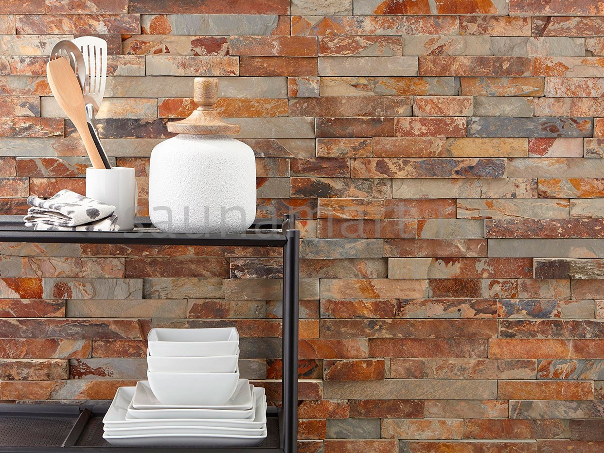 Камень натуральный Сланец Мультиколор плитка 600х150мм 10-20мм (0.63 м2/уп) Камень натуральный Сланец Мультиколор плитка 600х150мм 10-20мм (0.63 м2/уп)